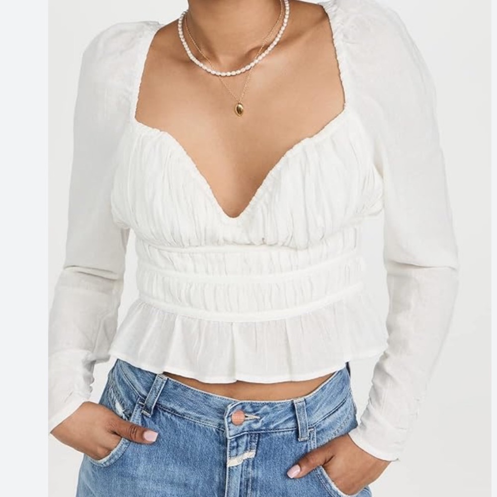 White Free People Long Sleeve Top